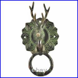 Antique Look Patina Brass Reindeer Head Door Knocker Door Bell Home Decor