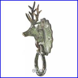 Antique Look Patina Brass Reindeer Head Door Knocker Door Bell Home Decor