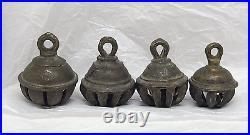 Antique Lot of 4 Brass Claw Bells