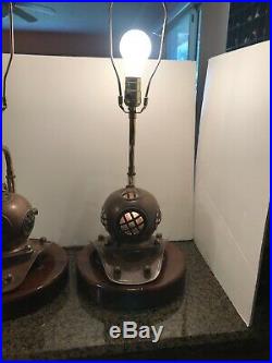 Antique Maritime Bell Helmet Brass Diving Lamps