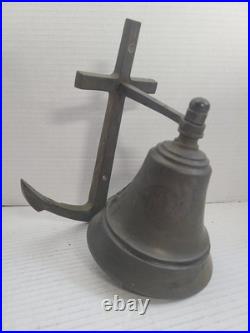 Antique Maritime Nautical Ship Brass/Bronze Bell with Anchor Wall Mount Heavy