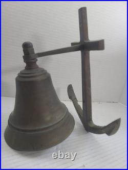Antique Maritime Nautical Ship Brass/Bronze Bell with Anchor Wall Mount Heavy