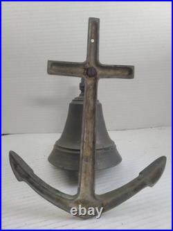 Antique Maritime Nautical Ship Brass/Bronze Bell with Anchor Wall Mount Heavy