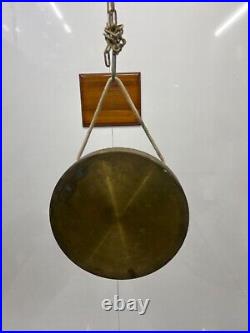 Antique Maritime Vintage Brass Metal Ship Round Gong Bell with beater stick