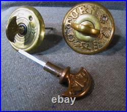 Antique Mechanical Doorbell Lot Bells Turnkeys Parts Brass 7 Items 1800`s
