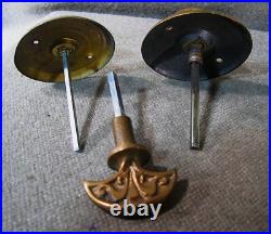Antique Mechanical Doorbell Lot Bells Turnkeys Parts Brass 7 Items 1800`s