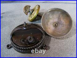 Antique Mechanical Doorbell Lot Bells Turnkeys Parts Brass 7 Items 1800`s