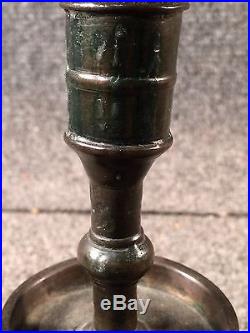 Antique Mid Drip Capstan Brass Candlestick Bell Bottom Mid Drip GREAT PATINA