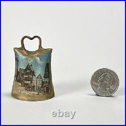 Antique Miniature Swiss Brass Bells with Oil Landscapes, Dated 1905 (Set of 3)