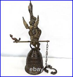 Antique Monastery Brass Door Bell Vocem Meam Audit Qui Me Tangit 25in High