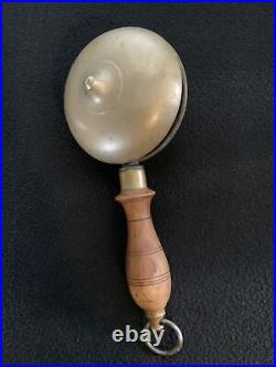 Antique Muffin Fire Alarm BRASS & Wood Handheld Fireman's BELL