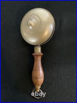 Antique Muffin Fire Alarm BRASS & Wood Handheld Fireman's BELL