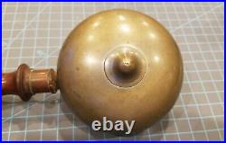 Antique Muffin Fire Alarm BRASS & Wood Handheld Fireman's BELL gwB1