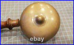 Antique Muffin Fire Alarm BRASS & Wood Handheld Fireman's BELL gwB1