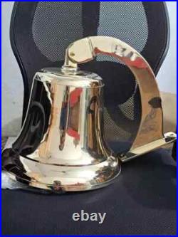Antique Nautical Big Hanging Door Bell Brass Ship Wall Mounted Bracket Halloween