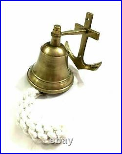 Antique Nautical Brass Anchor Door 3 Bell Décor Brass Wall Hanging Ship Bell