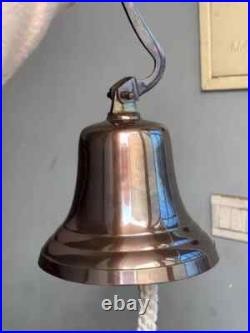 Antique Nautical Hanging Door Bell Brass Ship 11 Big Wall Mounted Bracket Gift