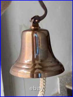 Antique Nautical Hanging Door Bell Brass Ship 11 Big Wall Mounted Bracket Gift