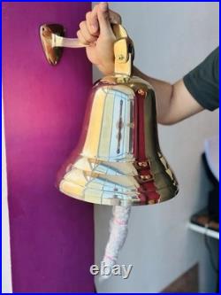 Antique Nautical Hanging Door Bell Brass Ship 14 Big Wall Mounted Bracket Gift