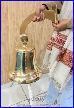Antique Nautical Hanging Door Bell Brass Ship 18In Big Wall Mounted Bracket Gift