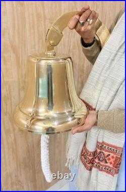 Antique Nautical Hanging Door Bell Brass Ship 18In Big Wall Mounted Bracket Gift