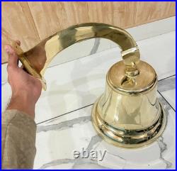 Antique Nautical Hanging Door Bell Brass Ship 18In Big Wall Mounted Bracket Gift