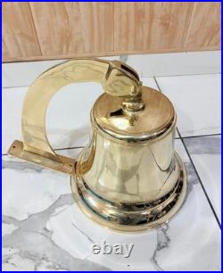 Antique Nautical Hanging Door Bell Brass Ship 18In Big Wall Mounted Bracket Gift