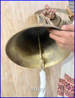 Antique Nautical Hanging Door Bell Brass Ship 18In Big Wall Mounted Bracket Gift