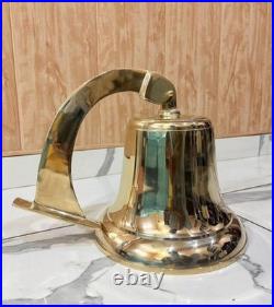 Antique Nautical Hanging Door Bell Brass Ship 18In Big Wall Mounted Bracket Gift