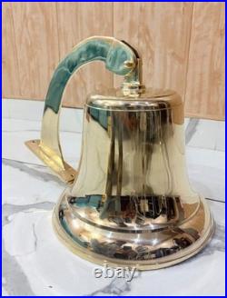 Antique Nautical Hanging Door Bell Brass Ship 18In Big Wall Mounted Bracket Gift