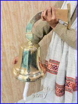 Antique Nautical Hanging Door Bell Brass Ship 18In Big Wall Mounted Bracket Gift
