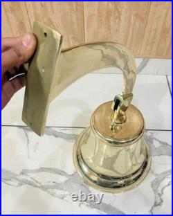 Antique Nautical Hanging Door Bell Brass Ship 18In Big Wall Mounted Bracket Gift