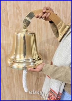 Antique Nautical Hanging Door Bell Brass Ship 18In Big Wall Mounted Bracket Gift
