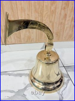 Antique Nautical Hanging Door Bell Brass Ship 18In Big Wall Mounted Bracket Gift