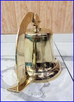 Antique Nautical Hanging Door Bell Brass Ship 18In Big Wall Mounted Bracket Gift