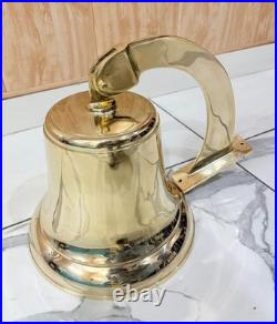 Antique Nautical Hanging Door Bell Brass Ship 18In Big Wall Mounted Bracket Gift