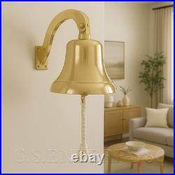 Antique Nautical Hanging Door Bell Brass Ship 18 Big Wall Mounted Bracket