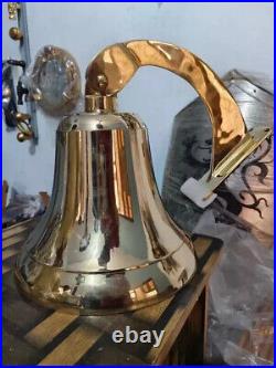 Antique Nautical Hanging Door Bell Brass Ship 18 Big Wall Mounted Bracket