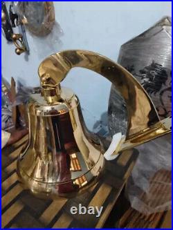 Antique Nautical Hanging Door Bell Brass Ship 18 Big Wall Mounted Bracket