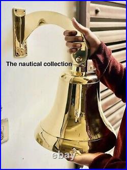 Antique Nautical Hanging Door Bell Brass Ship 18 Big Wall Mounted Bracket GIFT