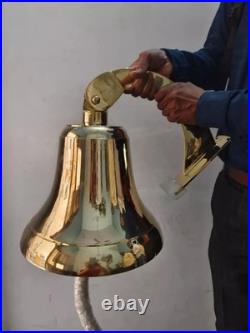 Antique Nautical Hanging Door Bell Brass Ship 18 Big Wall Mounted Bracket Gift