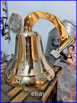 Antique Nautical Hanging Door Bell Brass Ship 18 Big Wall Mounted Bracket Gift