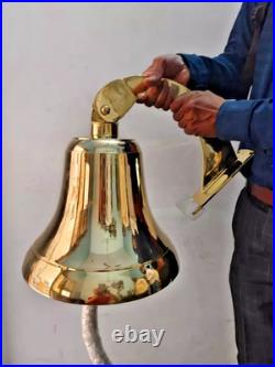 Antique Nautical Hanging Door Bell Brass Ship 18 Big Wall Mounted Bracket Gift