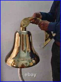 Antique Nautical Hanging Door Bell Brass Ship 18 Big Wall Mounted Bracket Gift