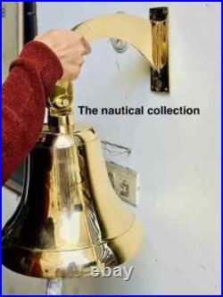 Antique Nautical Hanging Door Bell Brass Ship 18 Big Wall Mounted Bracket Gift