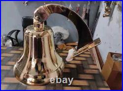 Antique Nautical Hanging Door Bell Brass Ship Big Wall Mounted Bracket GIFT