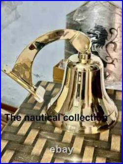 Antique Nautical Hanging Door Bell Brass Ship Big Wall Mounted Bracket GIFT