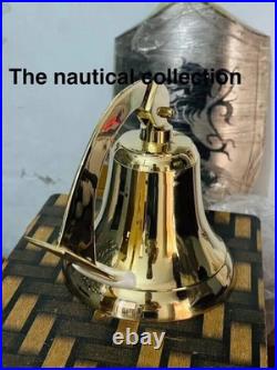 Antique Nautical Hanging Door Bell Brass Ship Big Wall Mounted Bracket Gift