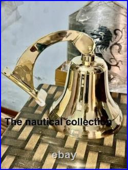 Antique Nautical Hanging Door Bell Brass Ship Big Wall Mounted Bracket Gift