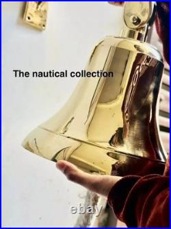 Antique Nautical Hanging Door Bell Brass Ship Big Wall Mounted Bracket Gift